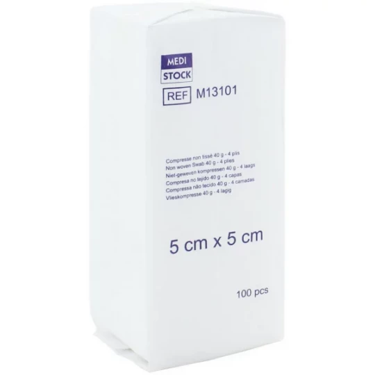 Medistock compresses non tissées non stériles 40 g 5 x 5 cm x 100