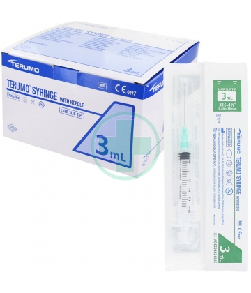 Terumo seringue 3 pièces montées avec aiguilles 21G - 0,8 x 38 mm x 100