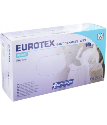 Euromedis gants d'examen latex poudrés non stériles x 100