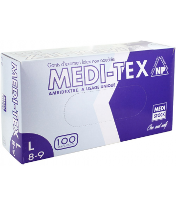 Medi-Tex PF gants d'examen latex non poudrés non stériles x 100