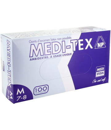 Medi-Tex PF gants d'examen latex non poudrés non stériles x 100