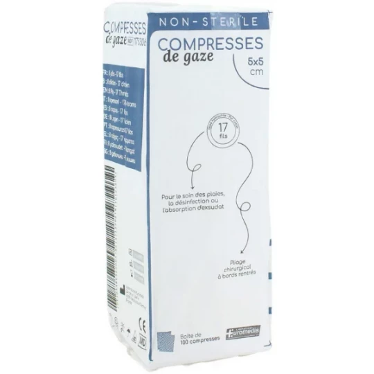 Euromedis compresses de gaze non stériles 17 fils x 100