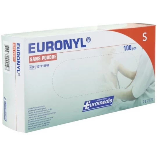 Euronyl Gants d'examen vinyle non poudrés x 100