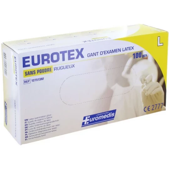 Eurotex gants d'examen latex non poudrés x 100