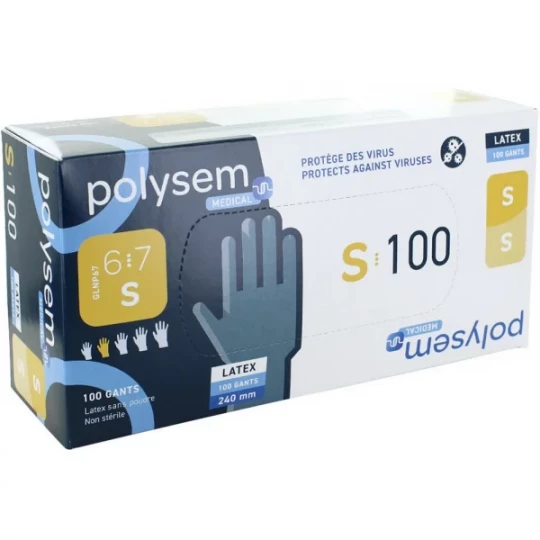 Polysem gants d'examen latex non poudrés non stériles x 100