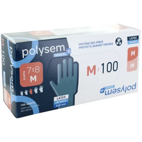 Polysem gants d'examen latex non poudrés non stériles x 100 - image 2
