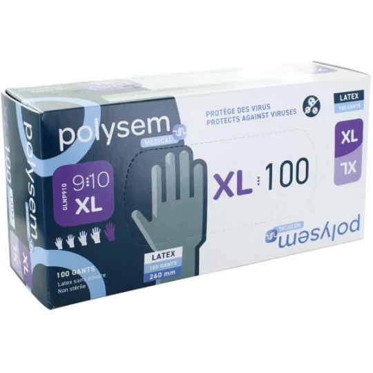 Polysem gants d'examen latex non poudrés non stériles x 100 - image 4