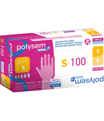 Polysem Tactilis gants d'examen vinyle non poudrés non stériles x 100