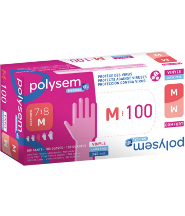 Polysem Tactilis gants d'examen vinyle non poudrés non stériles x 100