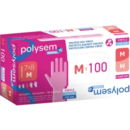 Polysem Tactilis gants d'examen vinyle non poudrés non stériles x 100 - image 2