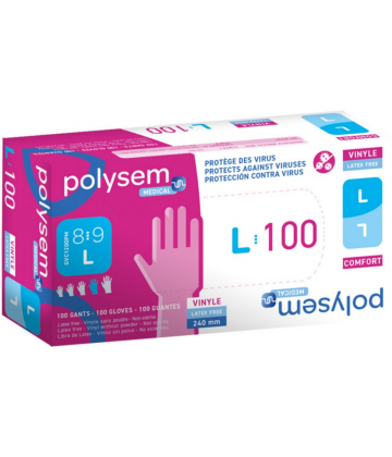 Polysem Tactilis gants d'examen vinyle non poudrés non stériles x 100