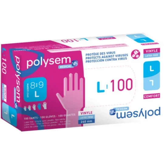 Polysem Tactilis gants d'examen vinyle non poudrés non stériles x 100 - image 3