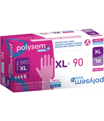 Polysem Tactilis gants d'examen vinyle non poudrés non stériles x 100