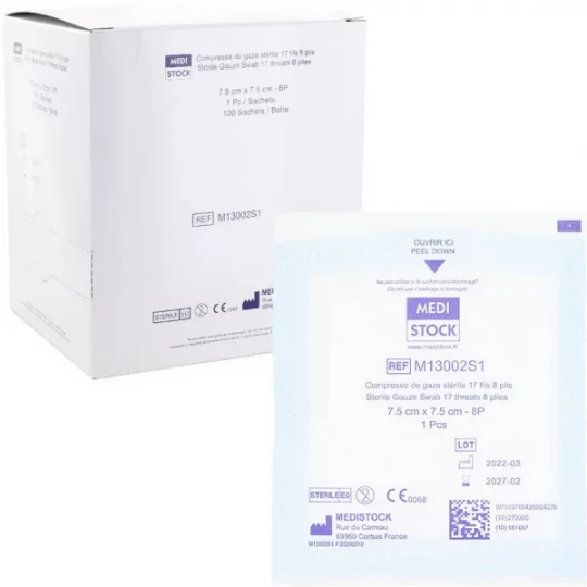 Medistock compresses de gaze stériles 17 fils