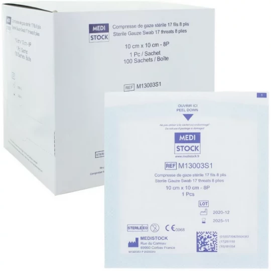 Medistock compresses de gaze stériles 17 fils - image 2