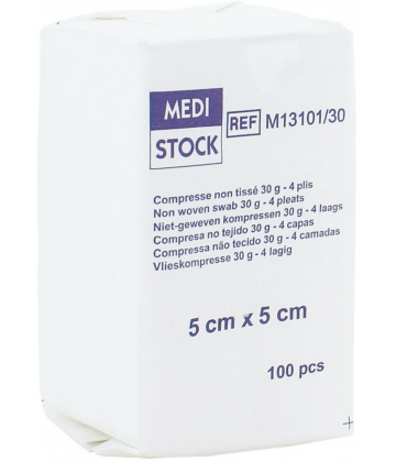 Medistock compresses non tissées non stériles 4 plis 30 g x 100