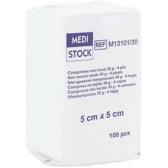 Medistock compresses non tissées non stériles 4 plis 30 g x 100