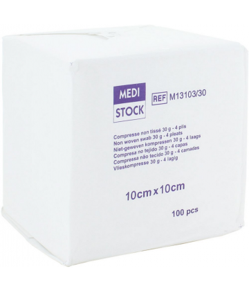 Medistock compresses non tissées non stériles 4 plis 30 g x 100