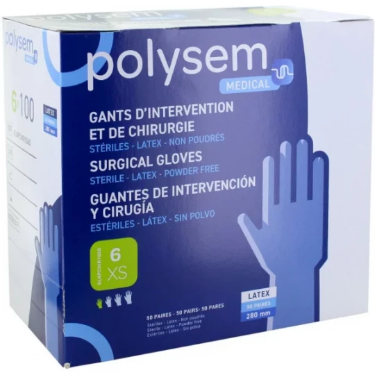 Polysem gants d'intervention latex non poudrés stériles 2 x 50 - image 2