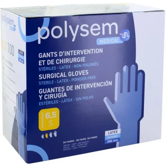 Polysem gants d'intervention latex non poudrés stériles 2 x 50 - image 3