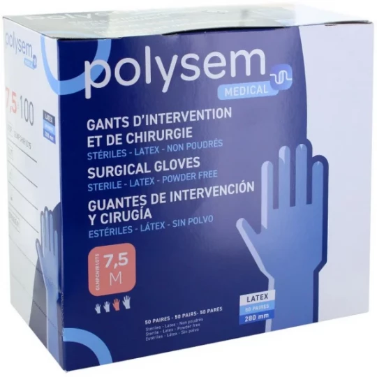 Polysem gants d'intervention latex non poudrés stériles 2 x 50 - image 5