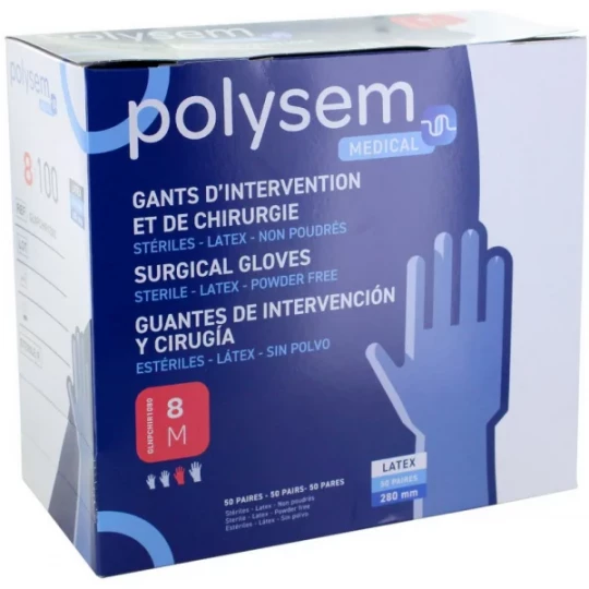 Polysem gants d'intervention latex non poudrés stériles 2 x 50 - image 6