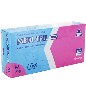 Medi-Tril gants nitrile non poudrés roses x 100