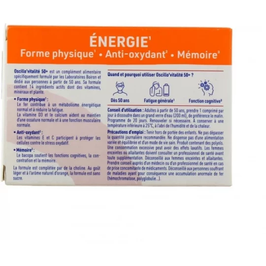 Boiron Oscillo'Vitalité Adultes 50+ Comprimés Effervescents x 20 - image 2