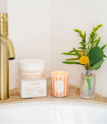 La Rosée Coffret Gommage Corps Nourrissant + Recharge + Bougie Coco-Vanille