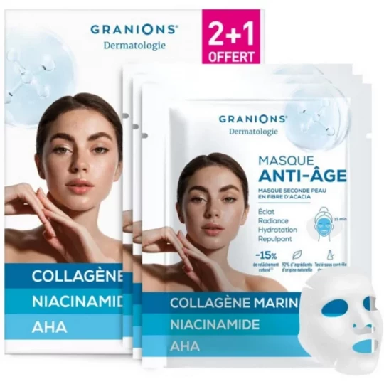 Granions Dermatologie Masque Anti-Âge x 2 + 1 Offert