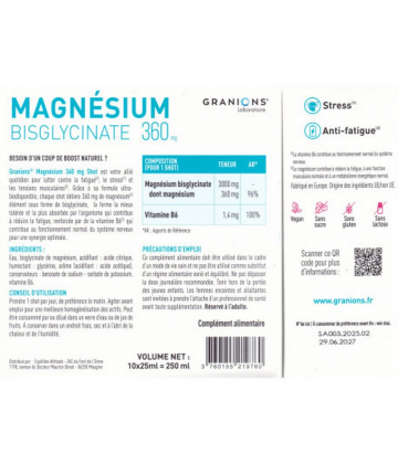 Granions Magnésium Bisglycinate 360 mg Shots x 10