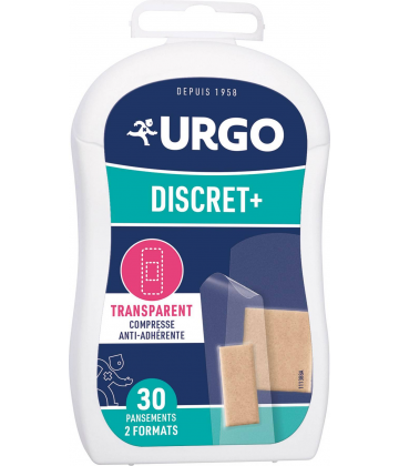 Urgo Discret + Compresses Anti-Adhérentes Pansements Transparents 2 Formats x 30