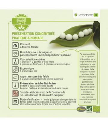 Kosmeo Fleurs de Bach Complexe Charge Mentale Bio Granules x 120