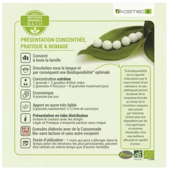 Kosmeo Fleurs de Bach Complexe Charge Mentale Bio Granules x 120 - image 2