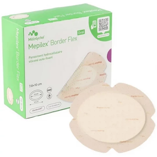 Mepilex Border Flex Oval Pansement Hydrocellulaire Siliconé Auto-fixant x 16