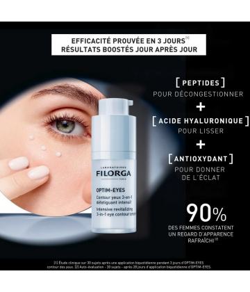 Filorga Optim-Eyes Contour des Yeux 3-en-1 15 ml + Skin-Prep Mousse Nettoyante Enzymatique 30 ml offerte