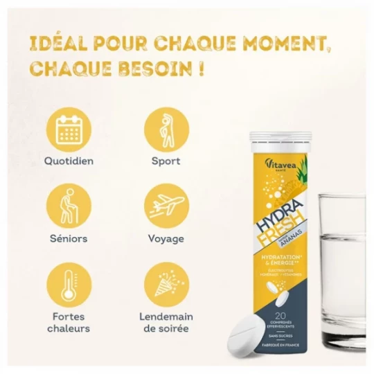 Vitavea Hydrafresh Hydratation et Énergie Comprimés Effervescents x 20 - image 3