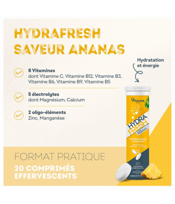 Vitavea Hydrafresh Hydratation et Énergie Comprimés Effervescents x 20