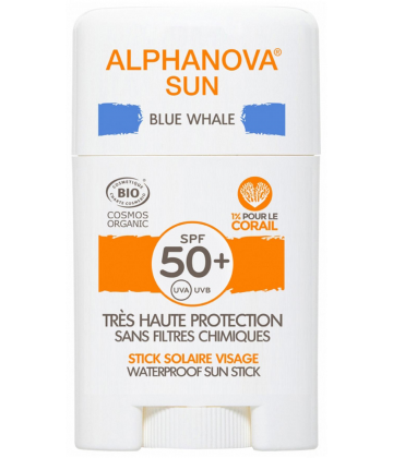 Alphanova Sun Stick Solaire Blue Whale Visage SPF50+ Bio 12 g