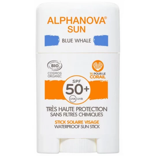 Alphanova Sun Stick Solaire Blue Whale Visage SPF50+ Bio 12 g