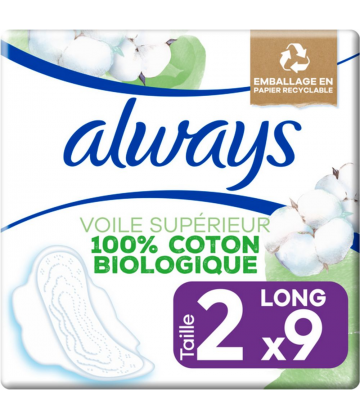 Always Cotton Protection Taille 2 Long Serviettes Hygiéniques x 9