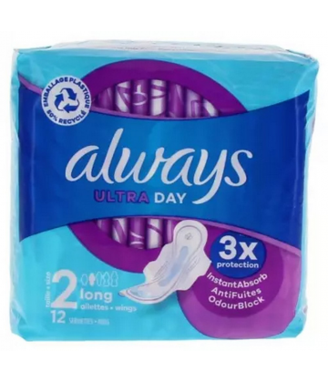 Always Ultra Day Taille 2 Serviettes Hygiéniques x 12