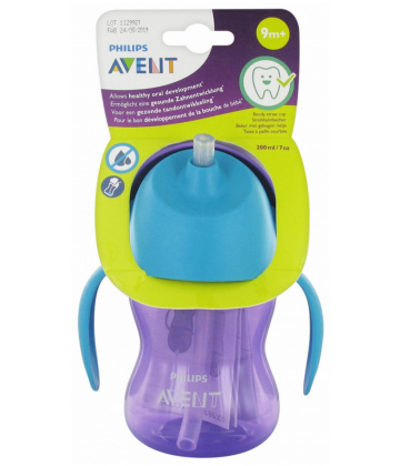 Avent Tasse à Paille avec Anses 200 ml 9 Mois et + - Couleur : Violet