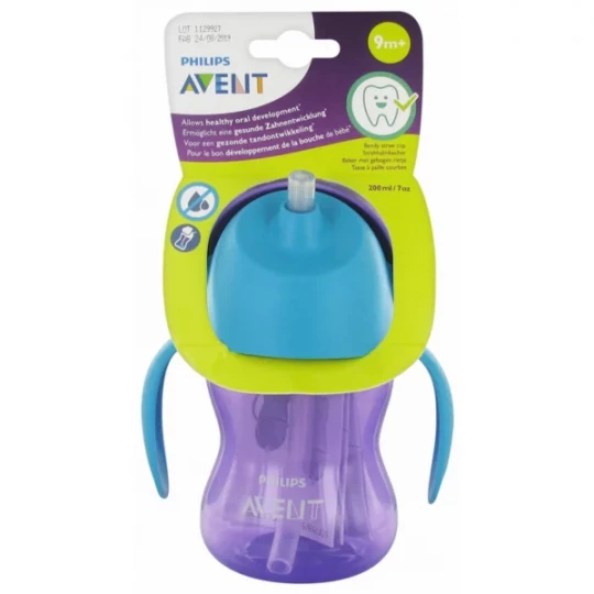 Avent Tasse à Paille avec Anses 200 ml 9 Mois et + - Couleur : Violet