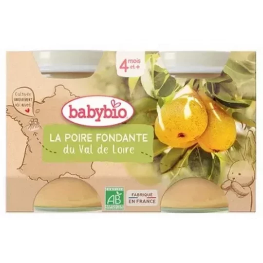 Babybio La Poire Fondante 4 Mois et + Bio Pots 130 g x 2