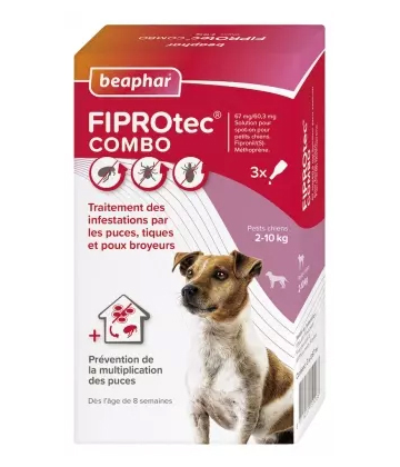 Beaphar Fiprotec Combo Solution Spot-on Chiens 2-10 kg Pipettes x 3