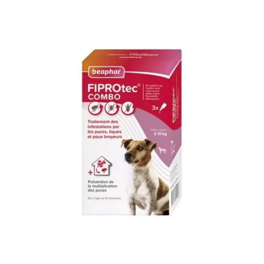 Beaphar Fiprotec Combo Solution Spot-on Chiens 2-10 kg Pipettes x 3