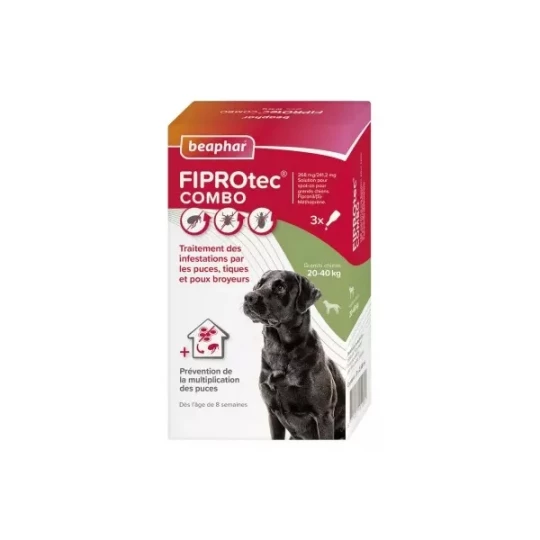 Beaphar Fiprotec Combo Solution Spot-on Grands Chiens 20-40 kg Pipettes x 3