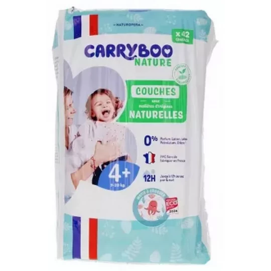 Carryboo Nature Couches Naturelles à Motif Couches Taille 4+ (9-20 kg) x 42