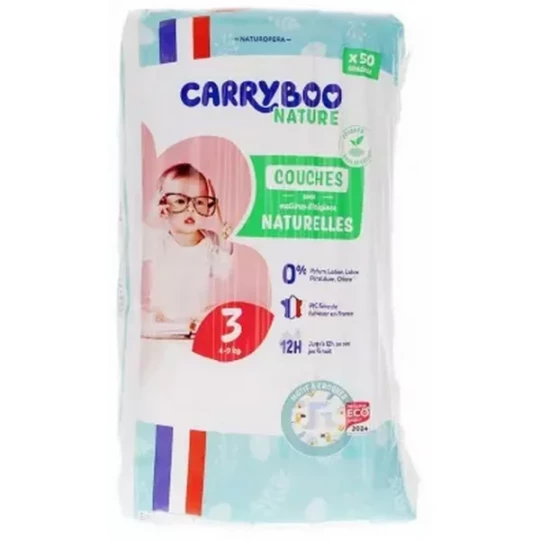 Carryboo Nature Couches Naturelles à Motif Couches Taille 3 (4-9Kg) x 50